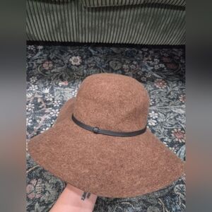 Brown Wool Floppy Hat with Black Band